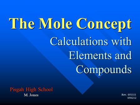 Calculations with Elements and Compounds