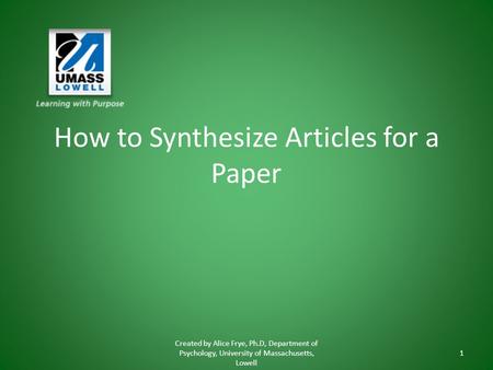 How to Synthesize Articles for a Paper
