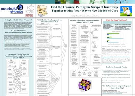 Find the Treasure! Putting the Scraps of Knowledge Together to Map Your Way to New Models of Care Seeking New Models of Care Treasures This poster was.