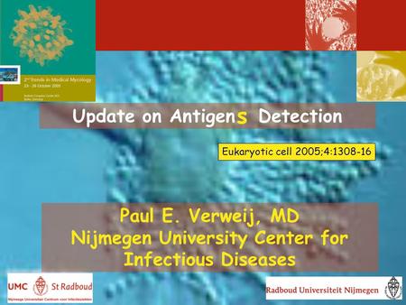 Update on Antigen Detection Paul E. Verweij, MD Nijmegen University Center for Infectious Diseases s Eukaryotic cell 2005;4:1308-16.