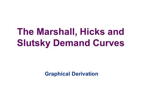 The Marshall, Hicks and Slutsky Demand Curves