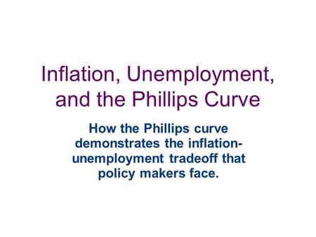 Inflation, Unemployment, and the Phillips Curve