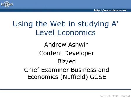 Using the Web in studying A’ Level Economics