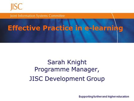 Effective Practice in e-learning