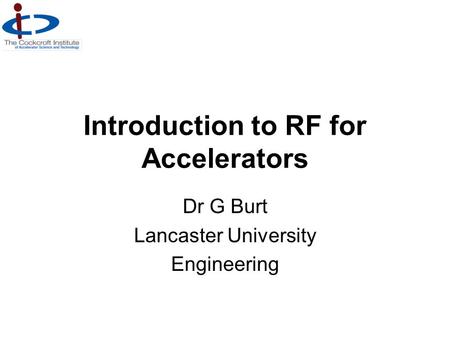 Introduction to RF for Accelerators
