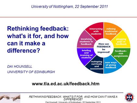 Rethinking feedback: what's it for, and how can it make a difference?