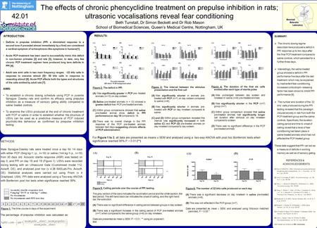 The effects of chronic phencyclidine treatment on prepulse inhibition in rats; ultrasonic vocalisations reveal fear conditioning Beth Tunstall, Dr Simon.