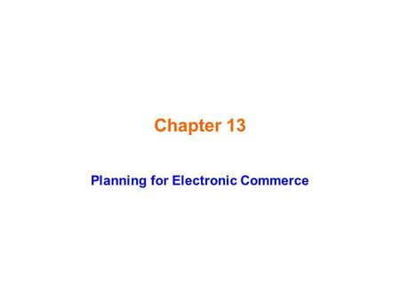 Planning for Electronic Commerce
