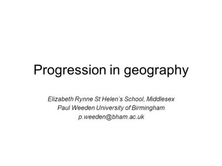 Progression in geography