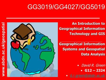 GG3019/GG4027/GG5019  An Introduction to