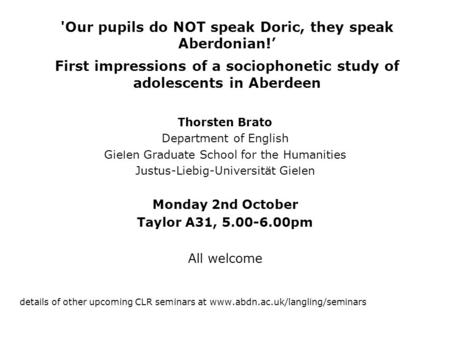 'Our pupils do NOT speak Doric, they speak Aberdonian