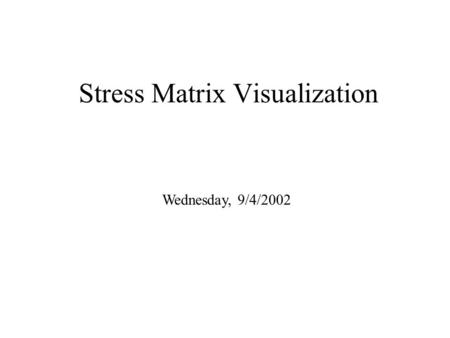 Stress Matrix Visualization Wednesday, 9/4/2002. Stress Vector.