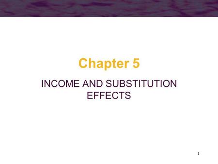 INCOME AND SUBSTITUTION EFFECTS