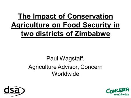 Paul Wagstaff, Agriculture Advisor, Concern Worldwide