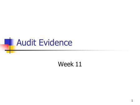 Audit Evidence Week 11.