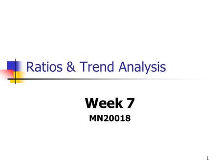 Ratios & Trend Analysis