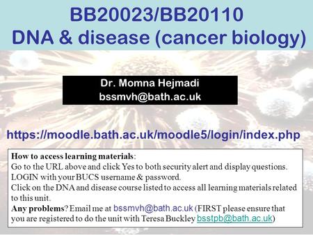 BB20023/BB20110 DNA & disease (cancer biology)