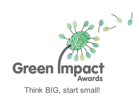 Think BIG, start small!. A departmental environmental accreditation scheme with an awards element Modelled on the successful Sound Impact Awards for students.
