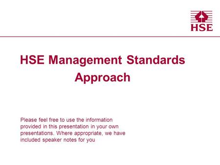 HSE Management Standards Approach