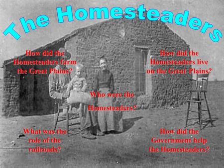 The Homesteaders How did the Homesteaders farm the Great Plains?