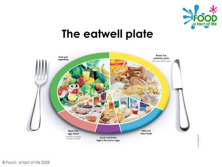 The eatwell plate © Food - a fact of life 2008.