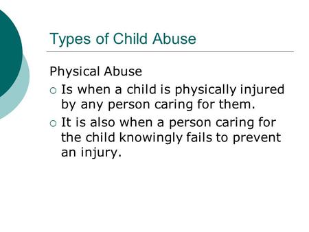 Types of Child Abuse Physical Abuse
