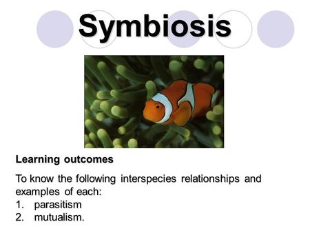 Symbiosis Learning outcomes