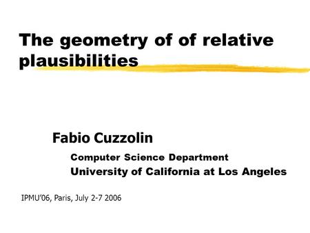 The geometry of of relative plausibilities
