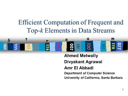 Efficient Computation of Frequent and Top-k Elements in Data Streams
