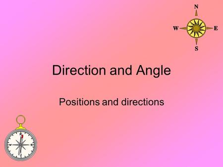 Direction and Angle Positions and directions. Objectives Add and subtract a pair of two-digit numbers Recognise positions and directions Use the eight.