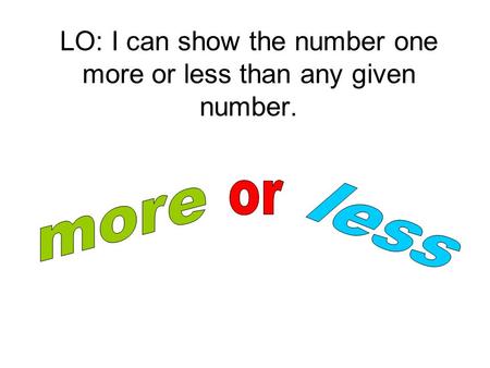 LO: I can show the number one more or less than any given number.