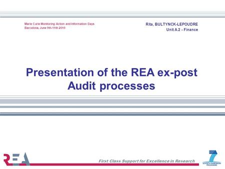 Presentation of the REA ex-post Audit processes