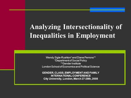 Analyzing Intersectionality of Inequalities in Employment