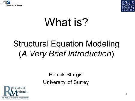 1 What is? Structural Equation Modeling (A Very Brief Introduction) Patrick Sturgis University of Surrey.