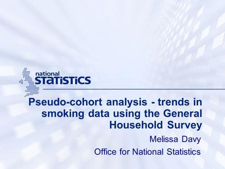 Melissa Davy Office for National Statistics