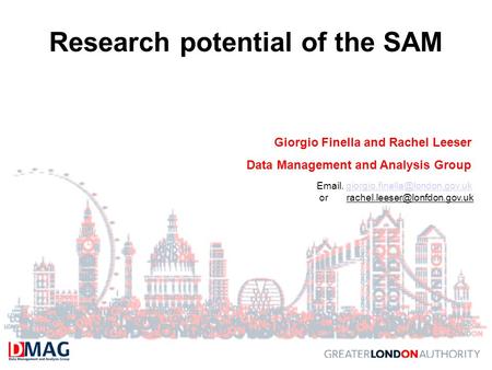 Research potential of the SAM Giorgio Finella and Rachel Leeser Data Management and Analysis Group  .