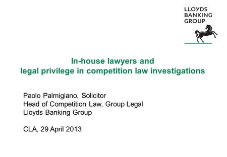 In-house lawyers and legal privilege in competition law investigations
