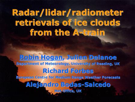 Radar/lidar/radiometer retrievals of ice clouds from the A-train