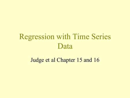 Regression with Time Series Data