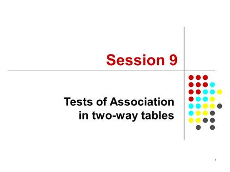 1 Session 9 Tests of Association in two-way tables.