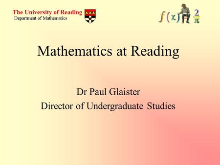 Mathematics at Reading