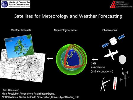 Satellites for Meteorology and Weather Forecasting Ross Bannister, High Resolution Atmospheric Assimilation Group, NERC National Centre for Earth Observation,