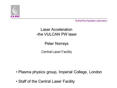 Central Laser Facility
