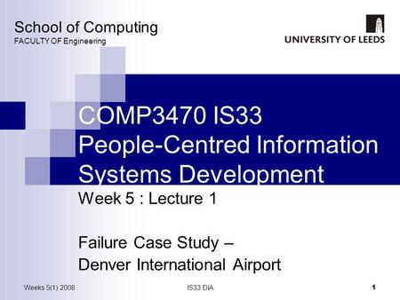 COMP3470 IS33 People-Centred Information Systems Development
