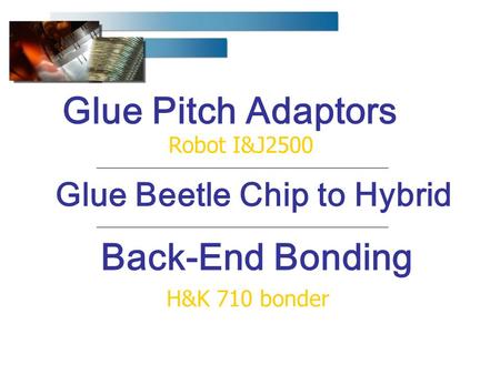 Back-End Bonding H&K 710 bonder Glue Pitch Adaptors Robot I&J2500 Glue Beetle Chip to Hybrid.