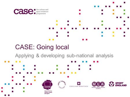 CASE: Going local Applying & developing sub-national analysis.