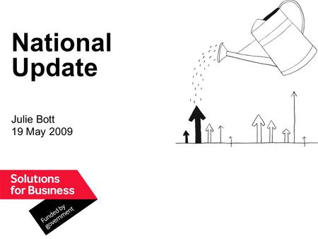 National Update Julie Bott 19 May 2009. Whats happened so far… The Solutions for Business (SfB) portfolio of 30 products announced by Lord Mandelson on.