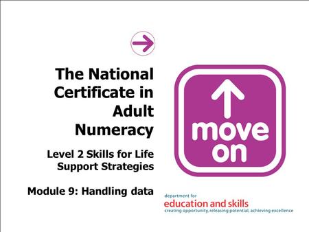 The National Certificate in Adult Numeracy Level 2 Skills for Life Support Strategies Module 9: Handling data.