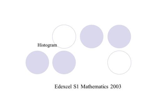 Histogram Edexcel S1 Mathematics 2003. Histogram Used to represent continuous grouped data Does not have any gaps between bars Areas represent frequency.