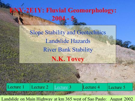 ENV-2E1Y: Fluvial Geomorphology: